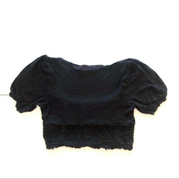 URBAN OUTFITTERS Smocked Square Neck Stretchy Smocked Banding in BlackSz L - Picture 5 of 7